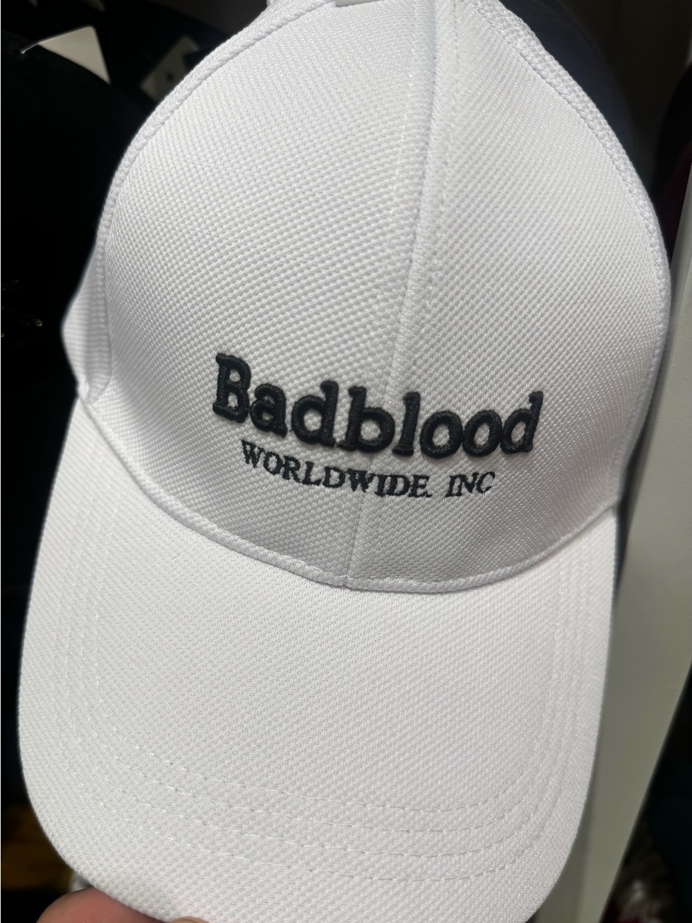 Badblood Worldwide White Embroidered Baseball Cap